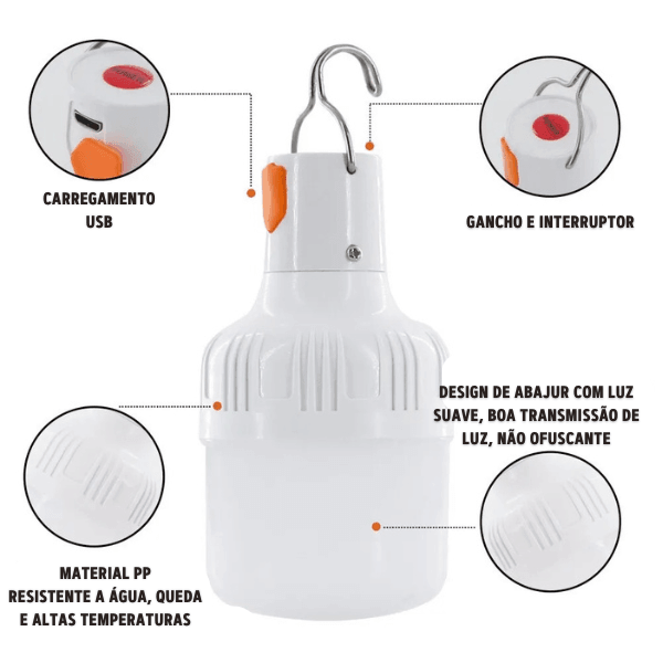 Lâmpada Portátil Recarregável - CampLight - Imperium Marketplace